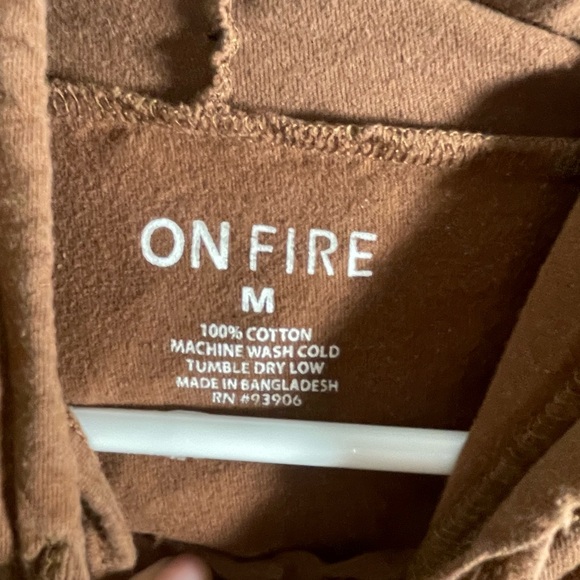 On Fire Brown Hoodie with White Text - Picture 2 of 3
